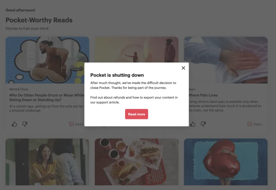 Pocket bookmark manager
