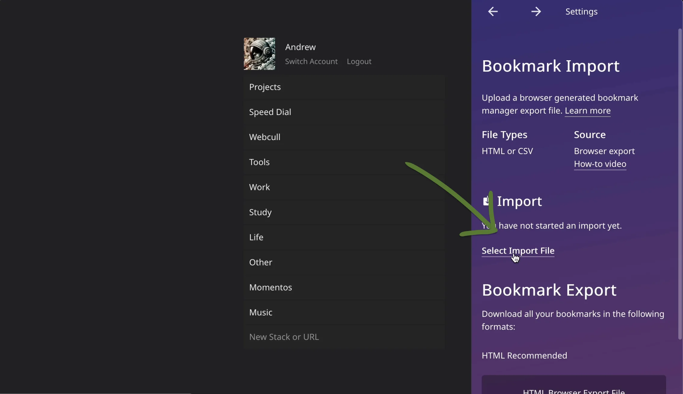 Pocket bookmark manager