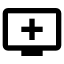 A computer monitor with a plus icon in it